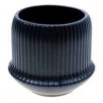 daiktų Gėlių vazonas keraminės vazono grioveliai juodi Ø14,5cm H12,5cm