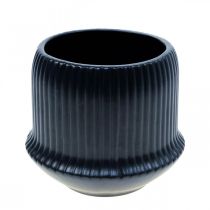 Gėlių vazonas keraminės vazono grioveliai juodi Ø12cm H10,5cm