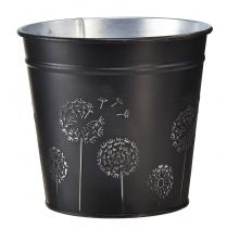 daiktų Gėlių vazonas juodas sidabrinis vazonas metalinis Ø12,5cm H11,5cm