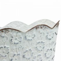 Augalų dubuo baltas metalinis vazonėlis 26×14×12,5 cm