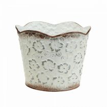 Gėlių vazonas baltas metalinis vazonėlis Ø13cm H11,5cm
