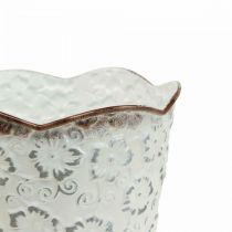 Gėlių vazonas baltas metalinis vazonėlis Ø13cm H11,5cm