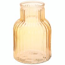 daiktų Gėlių vazos stiklas oranžiniais retro grioveliais Ø13,5cm H20cm