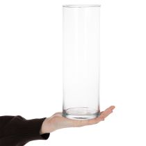 daiktų Gėlių vaza, plona stiklinė cilindro formos, gali būti naudojama kaip stiklinė arba aukšta dekoratyvinė stiklinė vaza, 30 cm