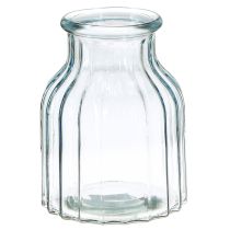 daiktų Gėlių vazos, stiklinės, griovelių rašto, mėlynos, Ø11 cm, aukštis 14,5 cm, 2 vnt.