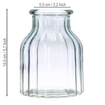 daiktų Gėlių vazos, stiklinės, griovelių rašto, mėlynos, Ø11 cm, aukštis 14,5 cm, 2 vnt.