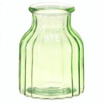 daiktų Gėlių vazos žalia stiklo dekoracija retro Ø11cm H14,5cm 2vnt