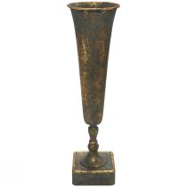 Grindų vaza metalinė aukso pilka vaza antikvarinė išvaizda Ø15.5cm H57cm