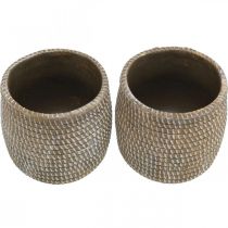 daiktų Boho gėlių vazonas cachepot keraminis pintas vaizdas Ø9cm A10,5cm 2vnt.