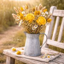 daiktų Džiovintų gėlių puokštė su rožėmis, pagaminta iš sola medienos. Elegantiška puokštė natūraliam namų dekoravimui. 50 cm.