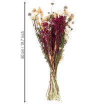 daiktų Džiovintų gėlių puokštė, puikiai tinkanti elegantiškam kaimiško stiliaus stalo papuošimui, 50 cm