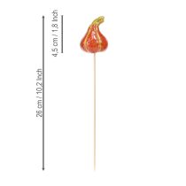 daiktų Spalvingi mini moliūgai ant pagaliuko, keraminė dekoracija 5-6,5 cm, 3 vnt.