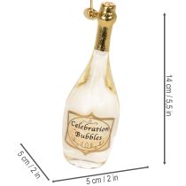 daiktų Šampano butelio ir taurės pakabukų rinkinys, Kalėdų eglutės puošmena, 14 cm, 2 dalys