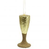 daiktų Kabykla šampano taurė šviesaus aukso blizgučiai 15cm Naujųjų ir Kalėdų išvakarėse