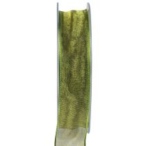 Šifoninė juostelė organzos juostelė dekoratyvinė juostelė organza žalia 25mm 20m