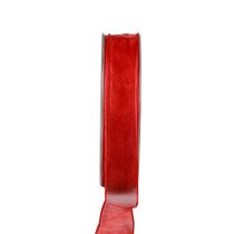 Šifono juostelė organzos juostelė dekoratyvinė juostelė organza raudona 15mm 20m