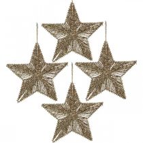 Kalėdų eglutės papuošimai, Advento dekoracijos, pakabukas žvaigždute Golden B15cm 8 vnt