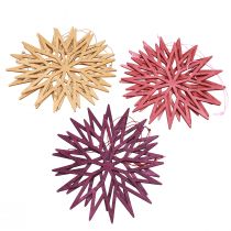 daiktų Kalėdinių eglutės papuošalai, snaigės, medinė dekoracija, skandinaviško stiliaus, 15 cm, 8 vnt.