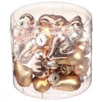 daiktų Kalėdinės dekoracijos, eglutės papuošalai, auksinės širdelės, 3 cm, 24 vnt.