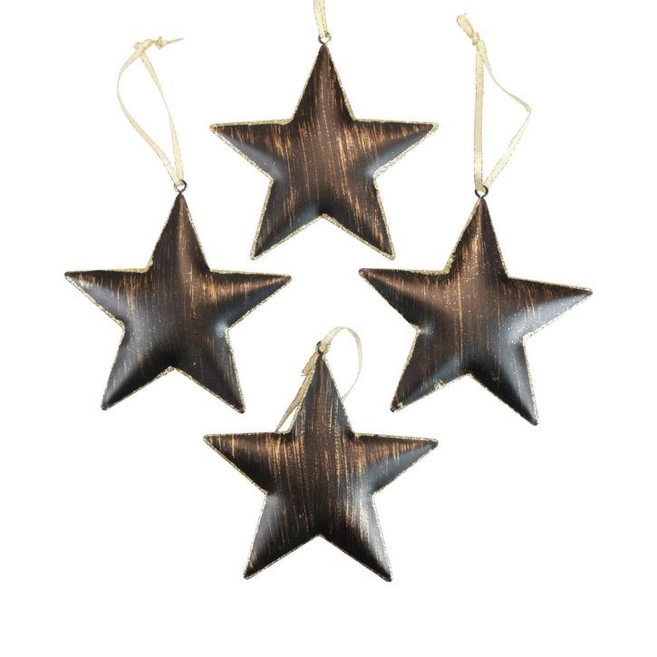 Eglutės dekoracijos dekoratyvinės žvaigždės metalas juodas auksas Ø11cm 4vnt