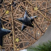 Eglutės dekoracijos dekoratyvinės žvaigždės metalas juodas auksas Ø11cm 4vnt