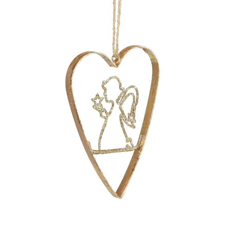 daiktų Kalėdų eglutės papuošimai širdelė metalinė širdelių puošmena auksinė 12cm 6vnt