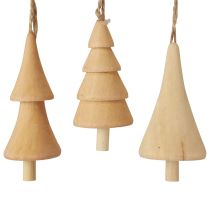 daiktų Eglutės papuošimai medinė eglė, medinis pakabukas natūralus 7-8cm 12 vnt