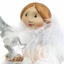 daiktų Dekoratyvinis angelas su širdele ir žvaigždute baltas, sidabrinis Ø7,5 H15cm 2vnt