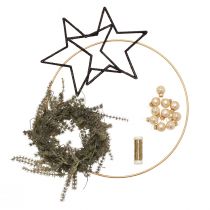 „Pasidaryk pats“ dėžutės langų dekoravimas Kalėdų juodo aukso viela Ø30cm