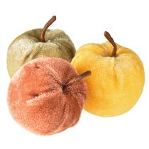 daiktų Dekoratyvinis obuolių audinys obuolių aksomas rudai geltonas Ø5cm A6cm 12 vnt.