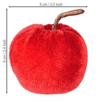 daiktų Dekoratyvinis obuolių audinys, rudens dekoracija, aksominis, raudonas, Ø5cm, aukštis6cm, 12 vnt.