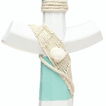 daiktų Dekoratyvinė inkarinė balta mėlyna jūrinė dekoracija pakabinimui H58,5cm