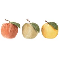 daiktų Dekoratyvinis obuolių velvetas su lapais rudai geltonas Ø7,5cm A9cm 9 vnt.