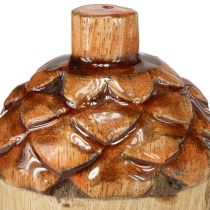 daiktų Dekoratyvinės gilės, medinės stalo dekoracijos, žalios, oranžinės, raudonos, aukštis 10 cm, 3 vnt.
