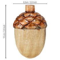 daiktų Dekoratyvinės gilės, medinės stalo dekoracijos, žalios, oranžinės, raudonos, aukštis 10 cm, 3 vnt.