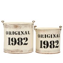 daiktų Dekoratyvinis kibirėlis su rankena „Original 1982“ kreminės spalvos Ø12/10cm 2×2 dalių rinkinys