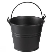 daiktų Dekoratyvinis kibiras metalinis vazono rankena juoda Ø14cm 3vnt