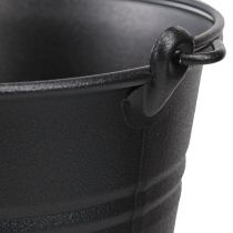 daiktų Dekoratyvinis kibiras metalinis vazono rankena juoda Ø14cm 3vnt
