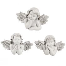 daiktų Dekoratyvinis angelas pilkas kapo dekoravimo polirezinas 7,5×5cm 6 vnt
