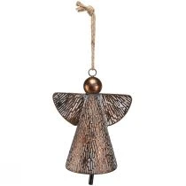 daiktų Dekoratyvinis angelo sargo metalinis varpelis, bronzos baltos spalvos, vintažinio stiliaus, shabby chic, 21x13,5x24 cm