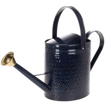 daiktų Dekoratyvinė laistytuvas, vintažinio stiliaus mėlynos ir auksinės spalvos languotas metalas, retro dizaino, skirtas naudoti viduje, sode ar balkone, 65 cm