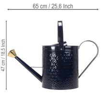 daiktų Dekoratyvinė laistytuvas, vintažinio stiliaus mėlynos ir auksinės spalvos languotas metalas, retro dizaino, skirtas naudoti viduje, sode ar balkone, 65 cm