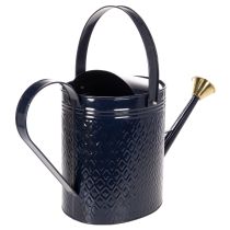 daiktų Dekoratyvinė laistytuvas, vintažinio stiliaus mėlynos ir auksinės spalvos languotas metalas, retro dizaino, skirtas naudoti viduje, sode ar balkone, 65 cm
