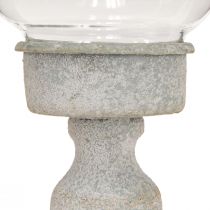 daiktų Dekoratyvinis stiklinis puodelis metalinis pilkas vintažinis išvaizda Ø8cm H15,5cm