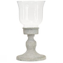 daiktų Dekoratyvinis stiklinis puodelis, metalinis, pilkas, shabby chic, Ø8cm, aukštis 15.5cm