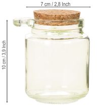 daiktų Dekoratyviniai stikliniai indeliai su kamštiniu dangteliu ir šaukšteliu, žali, Ø7cm, aukštis10cm, 2 vnt.