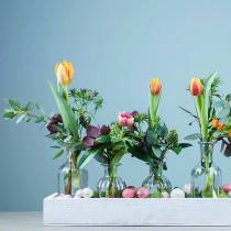 daiktų Deco buteliuko gėlių vaza Ø7,5cm H13,5cm skaidri 6vnt
