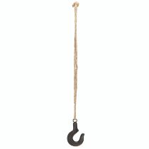 daiktų Dekoratyvinis kabliukas metalinis juodas kabliukas su džiuto virvele H54cm