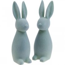 daiktų Dekoratyvinis Velykų zuikis Flocked – 2 pasirinkimas – pilkai žalias H29,5cm 2 vnt.