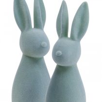 daiktų Dekoratyvinis Velykų zuikis Flocked – 2 pasirinkimas – pilkai žalias H29,5cm 2 vnt.